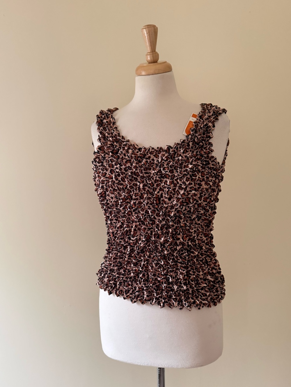 Vintage Leopard Popcorn Stretch Tank Top | BNWT Y2K Textured One Size